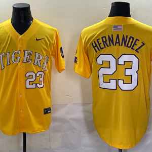 Men's Detroit Tigers #23 Hernandez Yellow Limited Jersey