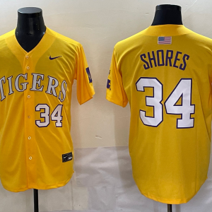 Men's Detroit Tigers #34 Chase Shores Yellow Limited Jersey