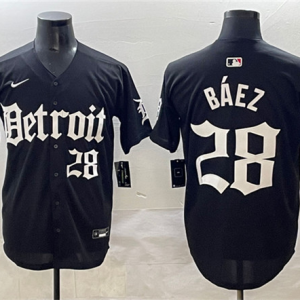 Men's Detroit Tigers #28 Javier B??ez Black 'Motor Gothic Edition' Vapor Premier Limited Jersey