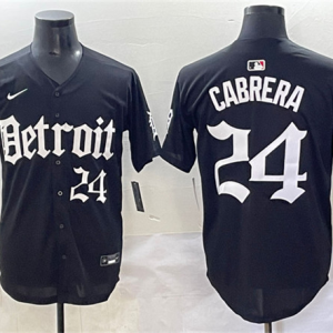 Men's Detroit Tigers #24 Miguel Cabrera Black 'Motor Gothic Edition' Vapor Premier Limited Jersey
