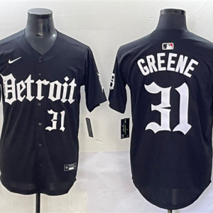 Men's Detroit Tigers #31 Riley Greene Black 'Motor Gothic Edition' Vapor Premier Limited Jersey