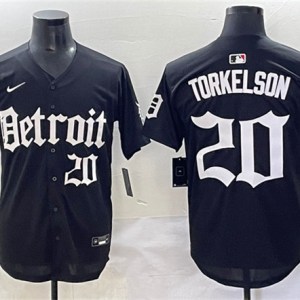 Men's Detroit Tigers #20 Spencer Torkelson Black 'Motor Gothic Edition' Vapor Premier Limited Jersey