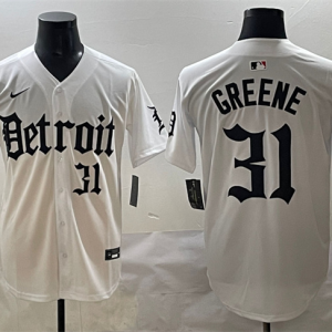 Men's Detroit Tigers #31 Riley Greene White 'Motor Gothic Edition' Vapor Premier Limited Jersey