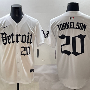 Men's Detroit Tigers #20 Spencer Torkelson White 'Motor Gothic Edition' Vapor Premier Limited Jersey
