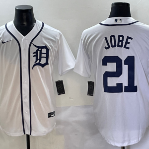 Men's Detroit Tigers #21 Jobe White Stitched Baseball Jersey