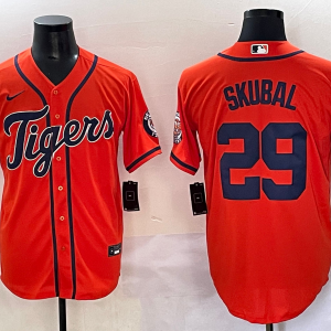 Men's Detroit Tigers #29 Tarik Skubal Orange Stitched Baseball Jersey