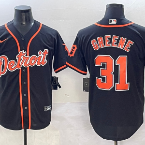 Men's Detroit Tigers #31 Riley Greene Black Game Nike Jersey