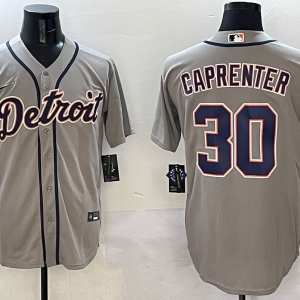 Men's Detroit Tigers #30 Kerry Carpenter Grey Nike Game Stitched Jersey