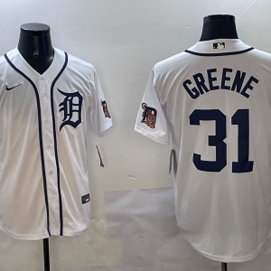 Men's Detroit Tigers #31 Riley Greene White Nike Game Stitched Jersey