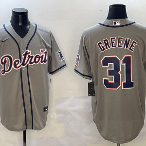 Men's Detroit Tigers #31 Riley Greene Grey Nike Game Stitched Jersey