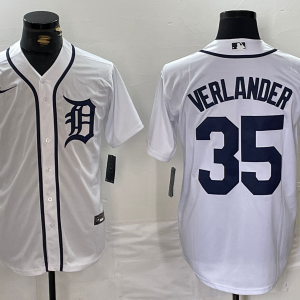 Men's Detroit Tigers #35 Justin Verlander White Blue Game Nike Jersey
