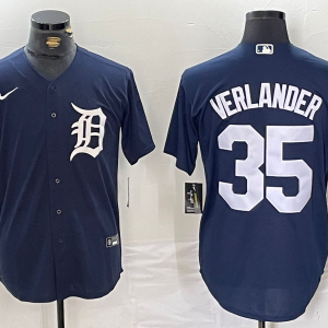 Men's Detroit Tigers #35 Justin Verlander Navy Blue Game Nike Jersey