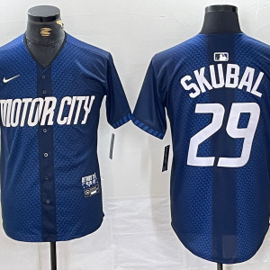 Men's Detroit Tigers #29 Tarik Skubal 2024 Navy City Connect Cool Base Limited Stitched Jersey