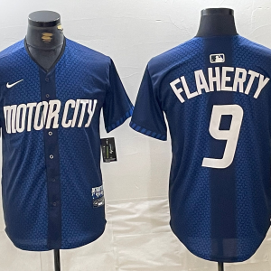 Men's Detroit Tigers #9 Jack Flaherty 2024 Navy City Connect Cool Base Limited Stitched Jersey