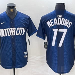 Men's Detroit Tigers #17 Parker Meadows 2024 Navy City Connect Jersey