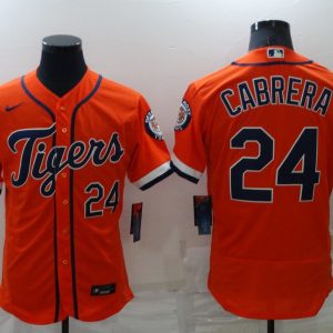 MLB Detroit Tigers #24 Cabrera Orange Flex Base Elite Jersey