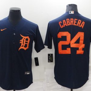 MLB Detroit Tigers #24 Cabrera Navy Blue Game Nike Jersey