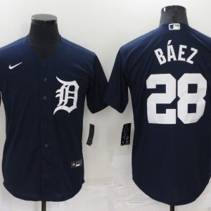 MLB Detroit Tigers #28 Baez Navy Blue Game Nike Jersey