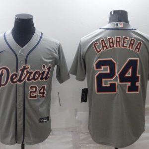 MLB Detroit Tigers #24 Cabrera Grey Game Nike Jersey