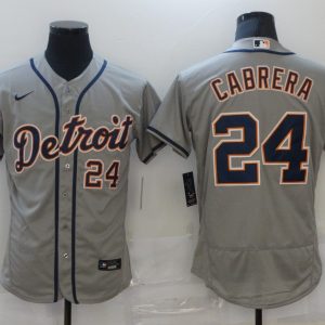 MLB Detroit Tigers #24 Cabrera Grey Flex Base Elite Jersey