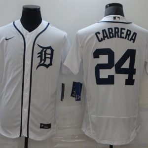 MLB Detroit Tigers #24 Cabrera White Flex Base Elite Jersey
