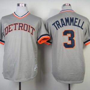 MLB Jerseys Detroit Tigers 3# Trammell Grey 1984 Throwback Jersey