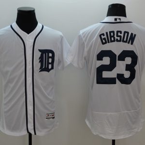 Majestic MLB Detroit Tigers #23 Gibson White Elite Jersey