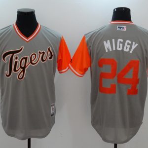 MLB Detroit Tigers #24 Miggy Grey Pullover Jersey