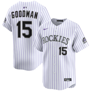 Men's Colorado Rockies #15 Hunter Goodman White Home Baseball Jersey
