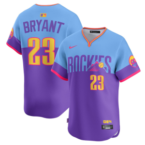 Men's Colorado Rockies #23 Kris Bryant Purple/Light Blue 2025 City Connect Limited Stitched Jersey