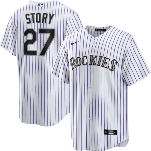 MLB Colorado Rockies #27 Story White Nike Game Jersey