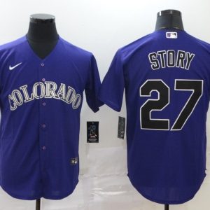 MLB Colorado Rockies #27 Trevor Story Purple Nike Game Jersey