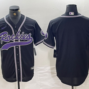 Men's Colorado Rockies Blank Black Cool Base Stitched Baseball Jersey