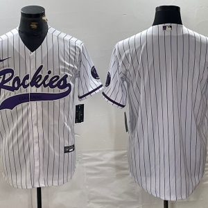 Men's Colorado Rockies Blank White Cool Base Stitched Baseball Jersey