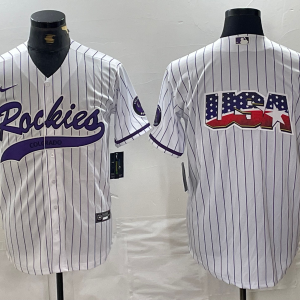 Men's Colorado Rockies White Team Big Logo Cool Base Stitched Baseball Jersey