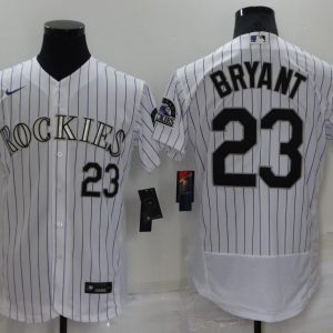 MLB Colorado Rockies #23 Bryant White Flex Base Elite Jersey