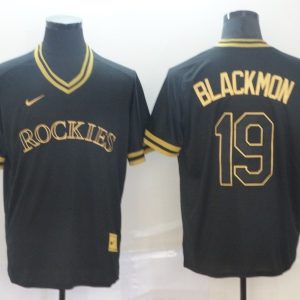 MLB Colorado Rockies #19 Blackmon Black Game Jersey