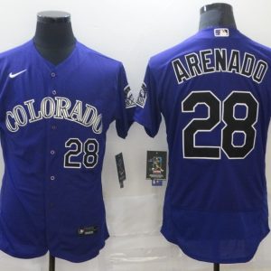 MLB Colorado Rockies #28 Arenado Purple Flex Base Elite Jersey