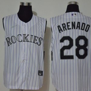 Men's Colorado Rockies #28 Arenado White Sleeveless Baseball Jersey