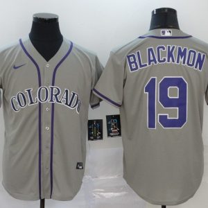 MLB Colorado Rockies #19 Blackmon Grey Nike Game Jersey