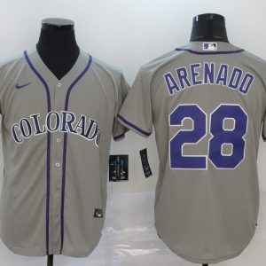 MLB Colorado Rockies #28 Arenado Grey Nike Game Jersey