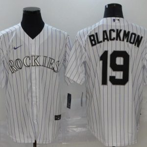 MLB Colorado Rockies #19 Blackmon White Pinstripe Nike Game Jersey