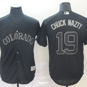 MLB Rockies #19 Chuck Nazty Black 2019 Players Weekend Player Men Jersey