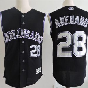 Men's Colorado Rockies #28 Arenado Black Sleeveless Baseball Jersey