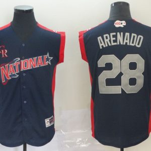 National League #28 Nolan Arenado Navy 2019 MLB All-Star Game Workout Jersey