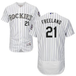 MLB Colorado Rockies#21 Kyle Freeland White Pinstripe Elite Jersey
