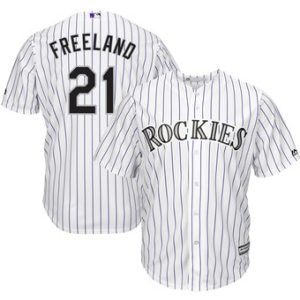 Men's Colorado Rockies  #21 Kyle Freeland White Game Stitched MLB Jersey