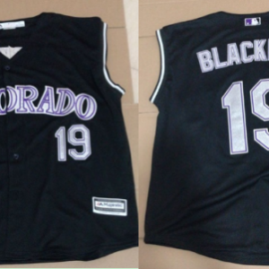 Men's Colorado Rockies #19 Blackmon Black Sleeveless Baseball Jersey