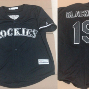 Men's Colorado Rockies #19 Blackmon Black Game Stitched MLB Jersey