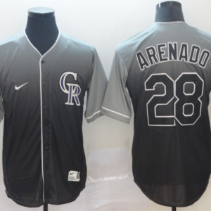 Men's Colorado Rockies #28 Nolan Arenado Grey Fadeaway Mens Jersey